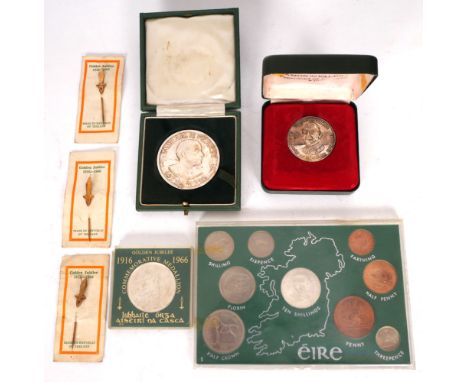 1916-1966 Commemorative medals, commemorative coin set and related Vincze and O'Connor's 1966 silver medals, a 1966 mint coin