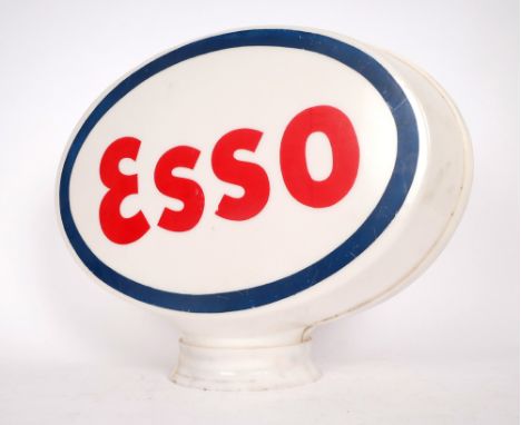 Mid-20th century Esso petrol pump globe. A perspex petrol pump globe of typical oval form, printed in blue and red with the E