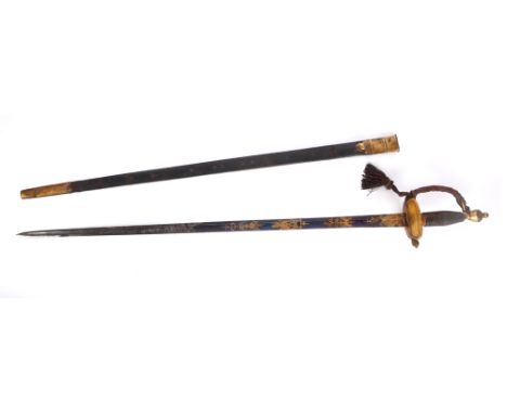 George III Infantry officer's sword, blued and gilt blade. A 1796 pattern infantry officer's sword, the 32 inch blade blued t