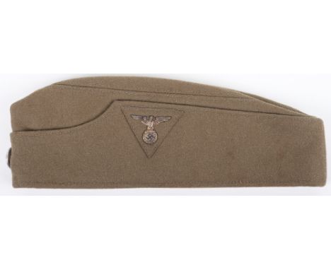 SS-VT Overseas / Side Cap, earth brown wool base with metal SA/SS style early eagle insignia fitted to triangle patch and mou