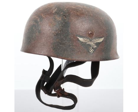 Luftwaffe Camouflaged Paratroopers Steel Helmet, short fallschirmjager style steel helmet with Luftwaffe decal to side and th