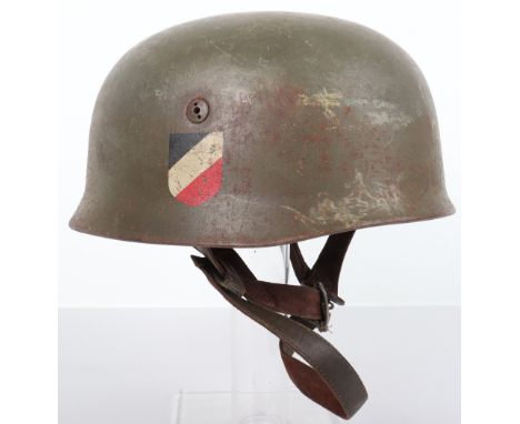 Luftwaffe Double Decal Steel Combat Helmet, being standard design example with apple green paint finish to the shell. Luftwaf