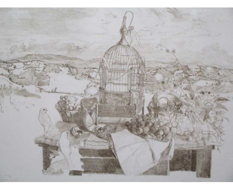 John Stanton Ward RA, Urbino view, monochrome lithograph, signed in pencil, 1991, 59 x 84cm,