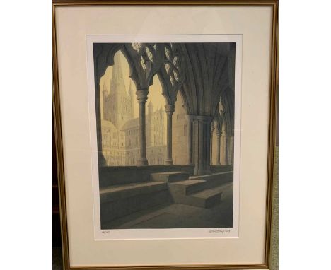 Gerard Stamp (Contemporary), Norwich Cathedral from the Cloister, limited edition print, signed in pencil lower right 'Gerard