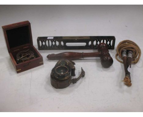 A WWI leather cased compass dated 1915 and other items