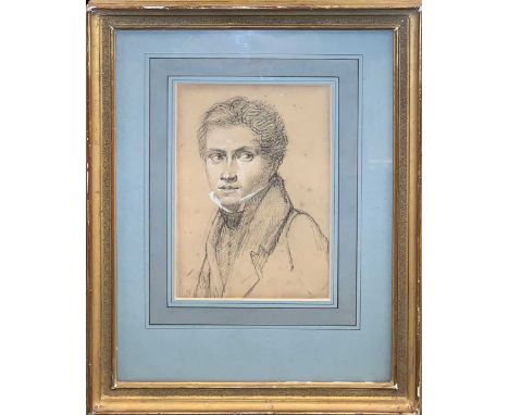 Attributed to Antoine-Louis Bonnetti (French, b. 1788, fl. early 19th Century), Portrait of a young man, charcoal heightened 