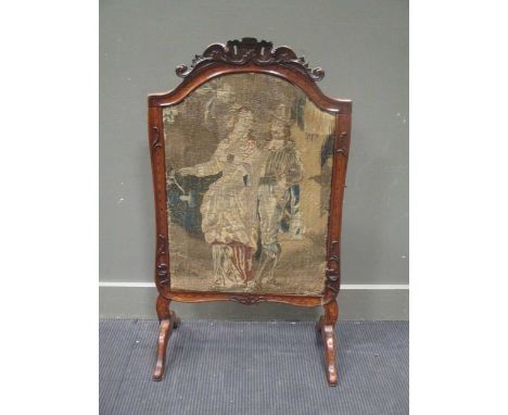 A Late 18th century walnut Dutch floral marquetry fire screen with a tapestry panel (18th century or earlier), 104 x 57 x 34c