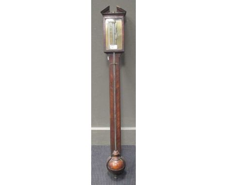 An early 19th century mahogany stick barometer by Henry Andrews, Royston, 98cm high