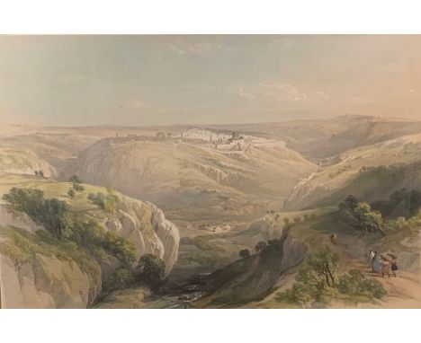 After David Roberts, RA (Scottish, 1796 - 1864), a Middle Eastern scene, coloured lithograph, 33 x 49cm