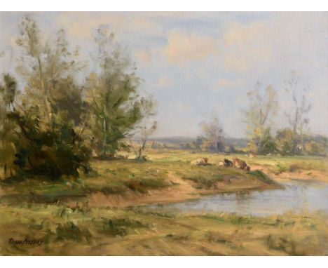 Frank McKelvey RHA RUA (1895-1974)Cattle Grazing by the Riveroil on canvas signed lower left 51 x 68.60cm (20 x 27in)Provenan