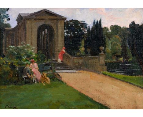 Sir John Lavery RA RHA RSA (1856-1941)The Palladian Bridge, Wilton (1920)oil on canvas board signed 'J Lavery' lower left, si