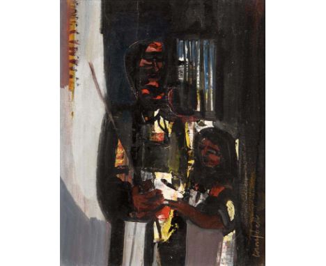 George Campbell RHA (1917-1979) Blind Lottery Ticket Seller (1960) oil on board signed lower right &amp; titled on reverse 25