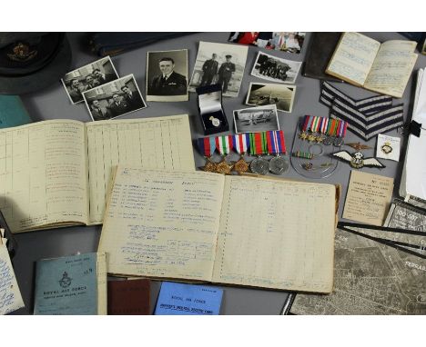 Flying Officer D.W Main 114 Squadron Extensive Ephemera. This lot includes WWII medal group (un-named) and miniatures, RAF se