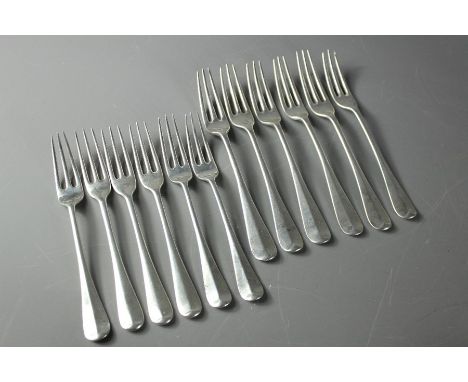 Twelve Silver Three-Tine Seafood Forks, the first three London hallmark, dated 1907, mm Mappin &amp; Webb approx&nbsp; &nbsp;