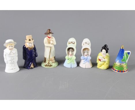 Royal Worcester Porcelain Extinguishers, this lot includes Young Girl nr 334/600; Old Lady 69/600; Japanese Girl 32/600; Boy 