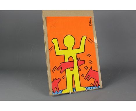 The Estate of Keith Haring, pop art painting on paper, signed K. Haring upper right, verso of the painting stamped Art Galler