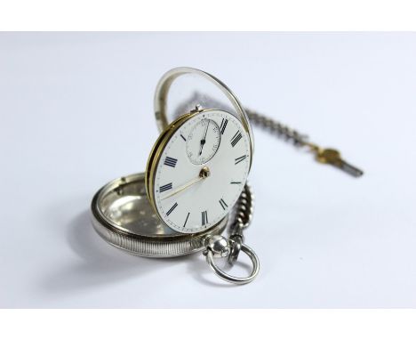 A William Watson Silver Open-face Pocket Watch, the watch having a&nbsp;white enamel face with Roman dial, second dial apertu