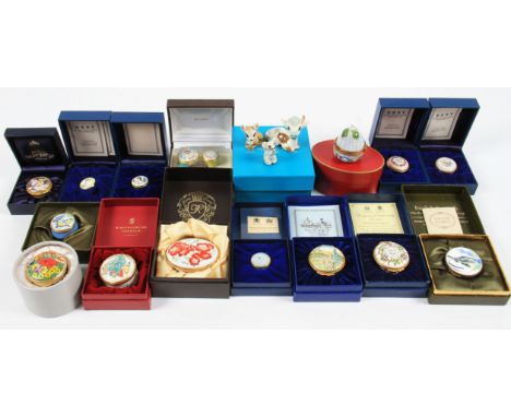 A selection of assorted Halcyon Days, Staffordshire Enamels, Royal Worcester and other boxes of assorted sizes and shapes, mo