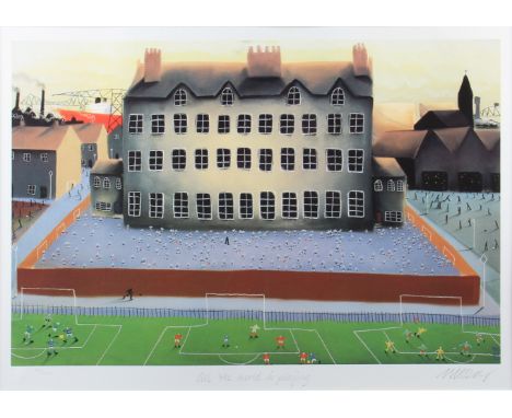 MACKENZIE THORPE (b. 1956) Framed, signed, numbered '32/550' and titled 'All the world is playing' in pencil to margin, limit