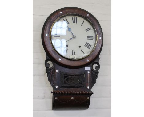 A mid 19th Century rosewood and mother of pearl inlaid drop dial wall clock