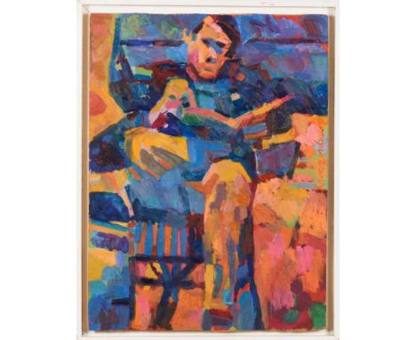                     SCHWARZENBACH,             Jörg    "Portrait A"    Öl/Malkarton.        Rechts signiert, verso signiert/b