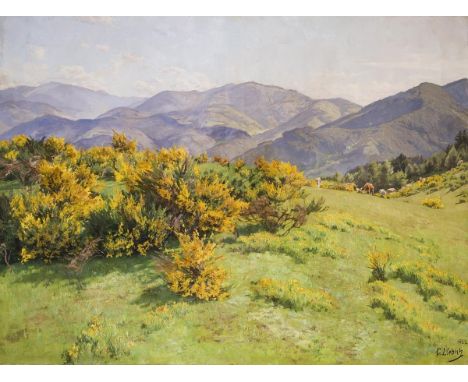                     LIEBICH,             Curt(1868 Wesel - 1937 Gutach)    Sommer-Gebirgslandschaft    Öl auf Leinwand.      