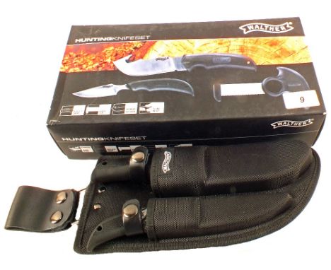 A Walther three part hunting knife set (boxed)