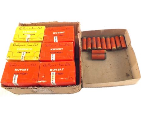 A quantity of Gallons Gunmakers 12 bore cartridges including four boxes Kuvert No.6 and two boxes of Camroyd No.6, this item 