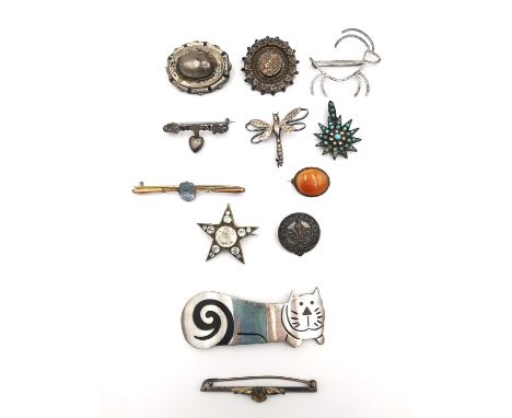 A collection of antique and vintage jewellery, including a Victorian turquoise and seed pearl starburst pendant, two Victoria