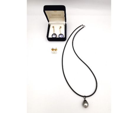 A collection of gold and cultured pearl jewellery, including a pair of 9ct white cultured pearl stud earrings with butterflie