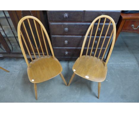 A pair of Ercol Blonde elm and beech Quaker chairs 