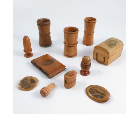 A Mauchline ware brooch, printed with a view of Burns' Monument, printed verso Warranted Made of Wood which grew within the R