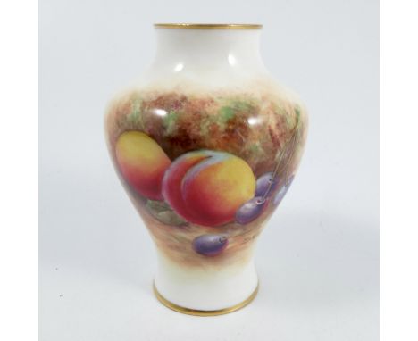 A Royal Worcester vase, of baluster form, decorated with fruit to a mossy background to the front by B Cox, shape number 2491
