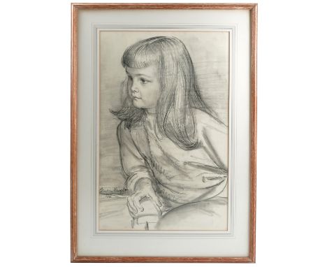 Dame Laura Knight, drawing, portrait of Judy Bell aged six, signed and dated 1956, 18.5ins x 11.5ins, this portrait was execu