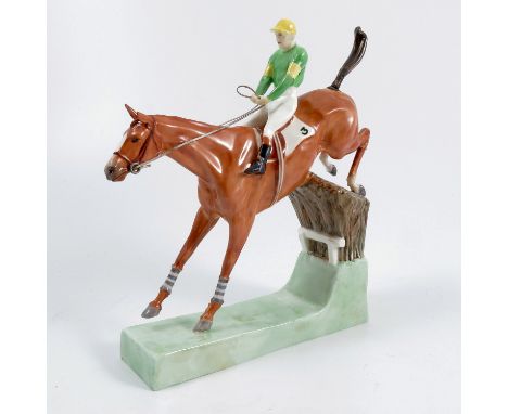 A Royal Worcester model, Over the Sticks, modelled by Doris Lindner, af, height 7.5insCondition Report:  Has been off its bas