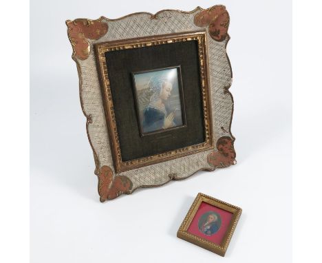 An oval framed portrait miniature, of a military gentleman, diameter 1.75ins, together with another framed portrait miniature
