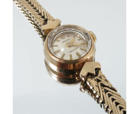 Rolex Precision, a lady's 9 carat gold mechanical bracelet watch, London 1964, movement calibre 1401, 15g gross excluding the
