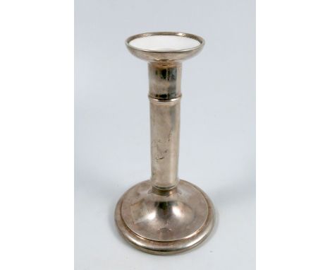 A Royal Worcester candlestick, with silvered finish, marked to base Art Silver Work G&amp;W Birmingham, dated 1907, height 8i