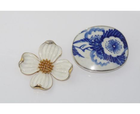 Trifari flower brooch with a silver ceramic brooch