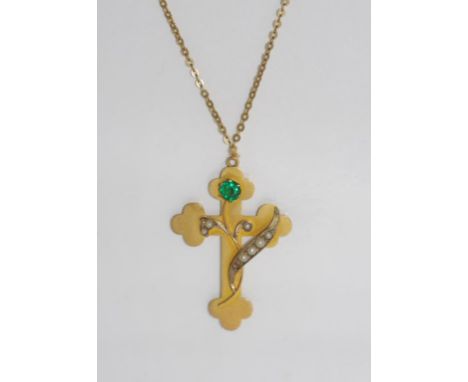 Antique 9ct cross on a 14ct gold chain total weight: approx 5.77 grams