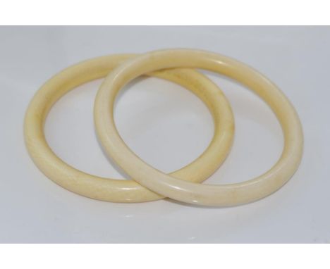 Two vintage ivory bangles been with same family since circa 1920s, size: approx 6.5cm internal diameter