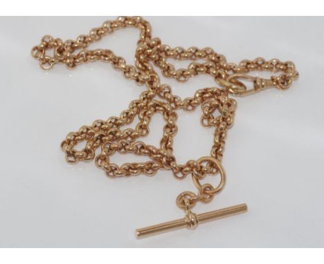 9ct rose gold belcher chain with t-bar weight: approx 49.85 grams, size: approx 57cm length