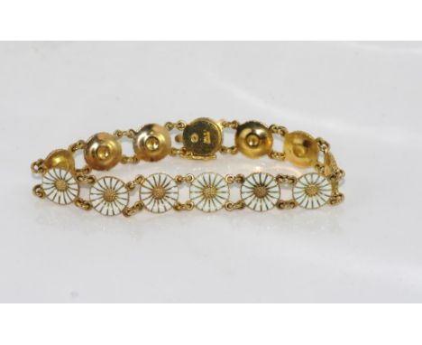 Georg Jensen white enamel daisy bracelet in gilded silver