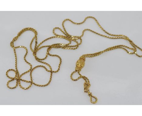 Good vintage box chain with slider and clip marked with 3 crows and GM (possibly Swedish), weight: approx 21.6 grams, size: a