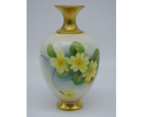 Royal Worcester posy vase signed Roberts, 25cm high, decorated with primula