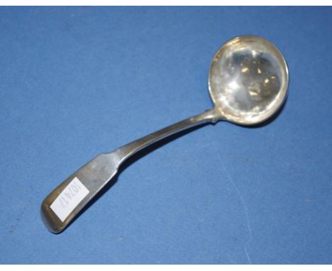 Antique Scottish sterling silver sauce ladle no date mark (possibly George III), hallmarks of a thistle and 'JS' struck twice