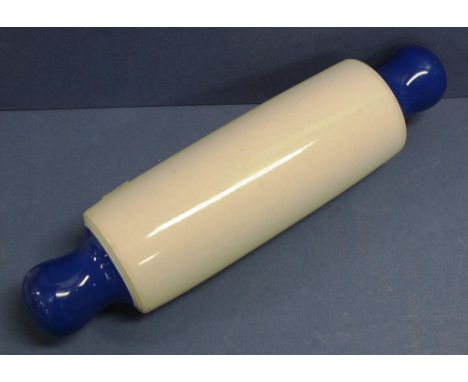 Vintage Fowler ware blue & white rolling pin length 31cm approx