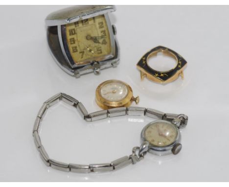 Vintage folding travel clock with 2 ladies watches - Election and Navada and a spare case