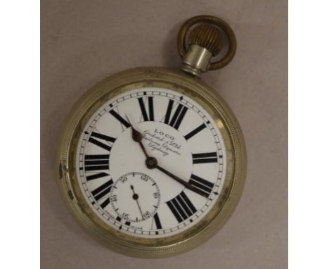 Vintage Loco nickel cased pocket watch dial marked for retail by Orchard's, Railway Square, Sydney. (As inspected: glass miss