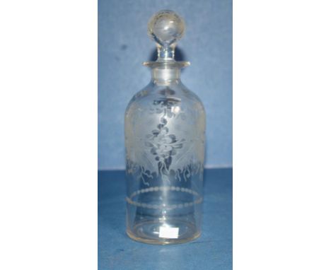 Victorian etched leaf and berry decanter height 23.5cm approx